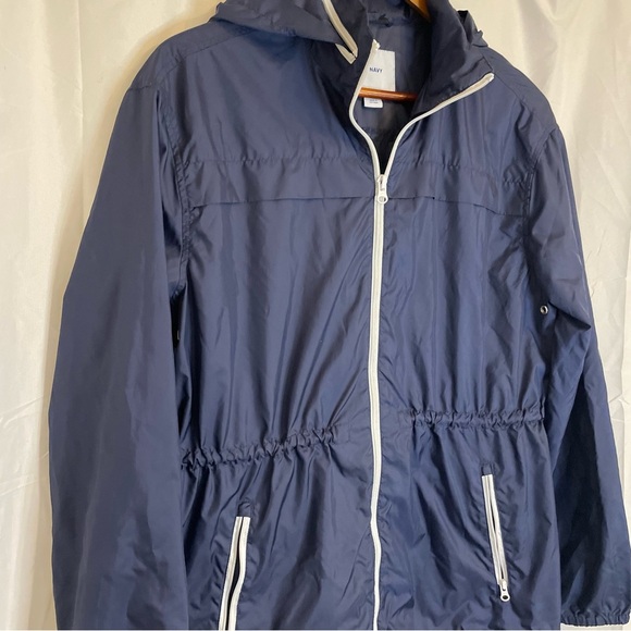 OLD NAVY Women’s Navy White Full Zip Rain Coat Wind Breaker Size Medium - Picture 2 of 12